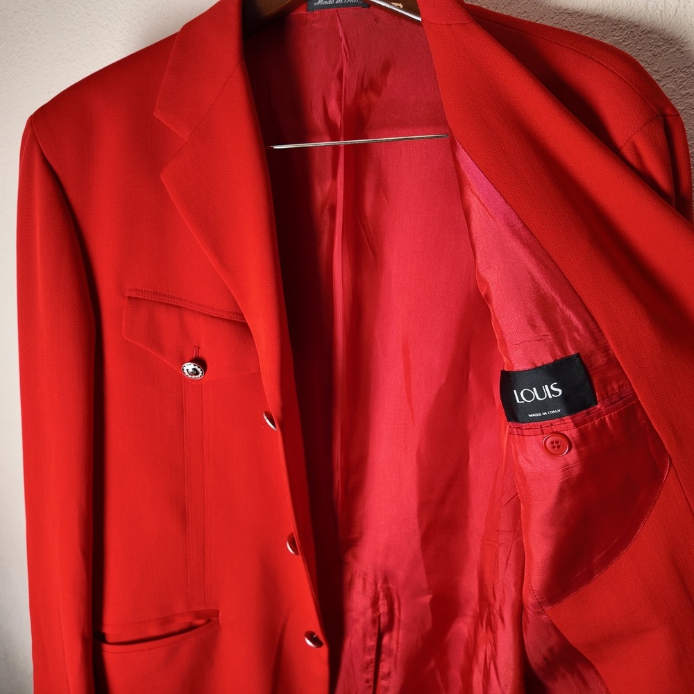 Pal Zileri Gruppo Forall Italy Wool Blazer Red Statement Jacket Mens L 54 - Picture 12 of 12